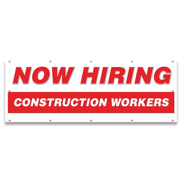 Now Hiring Construction Workers Banner Apply Inside Accepting Application Single Sided